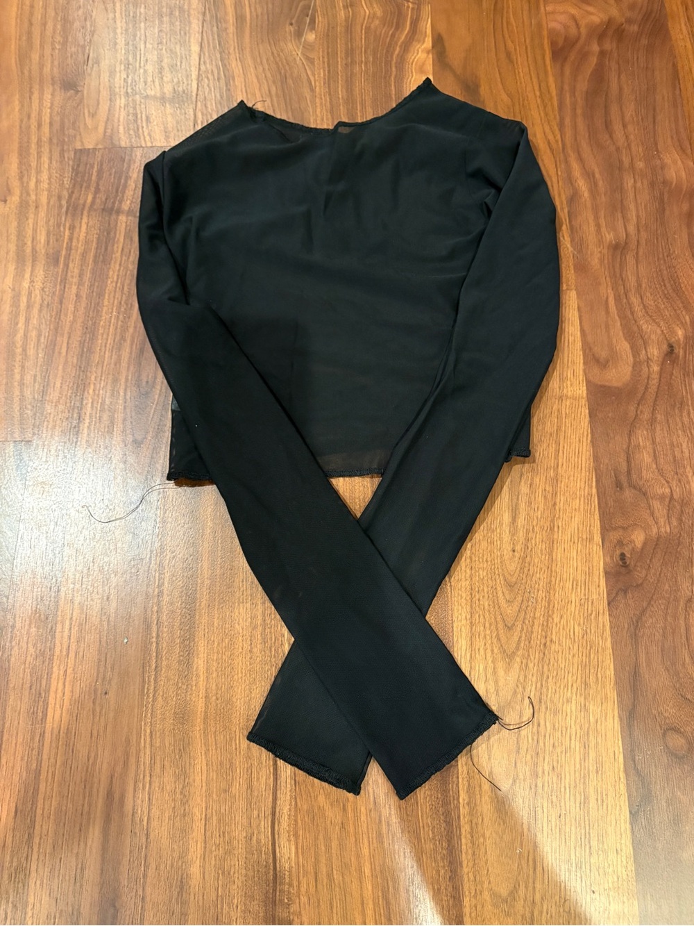 Five The Label Black Long Sleeve Mesh Crop Top